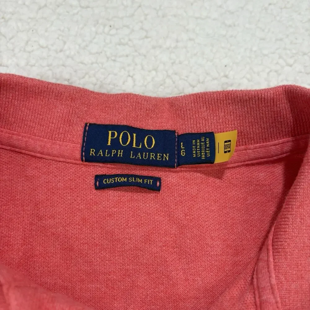 Polo Ralph Lauren Mens Polo Shirt Short‎ Sleeve Large Red Custom Slim Fit Cotton